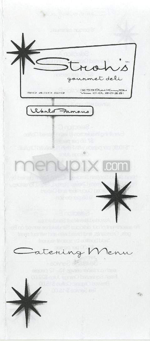 Stroh's Gourmet - Venice, CA menu_pic