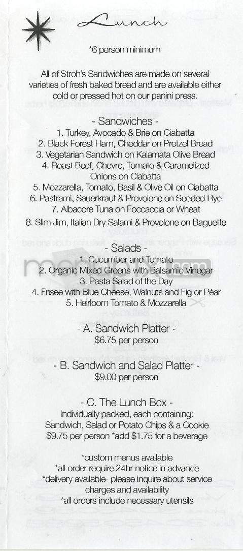 Stroh's Gourmet - Venice, CA menu_pic