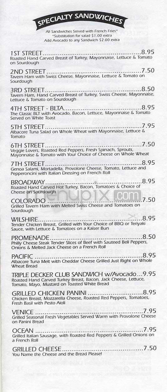 Sunset Bar & Grill - Santa Monica, CA menu_pic