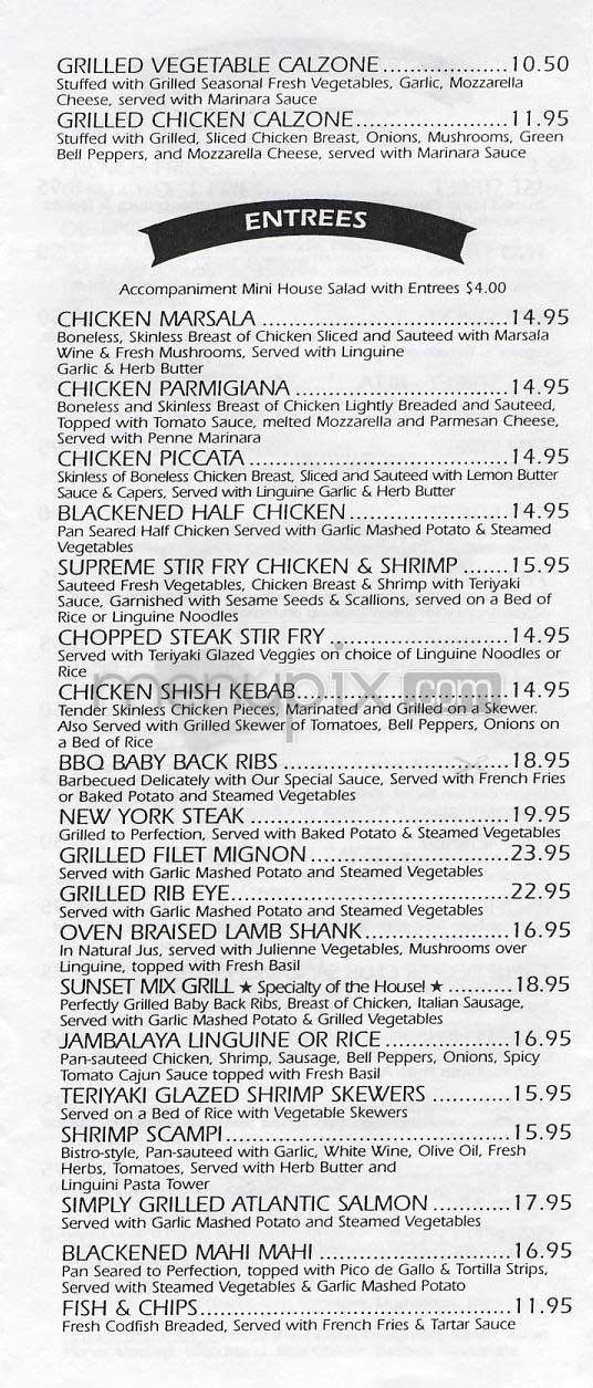 Sunset Bar & Grill - Santa Monica, CA menu_pic