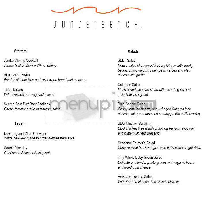 Sunset Beach Restaurant - West Hollywood, CA menu_pic
