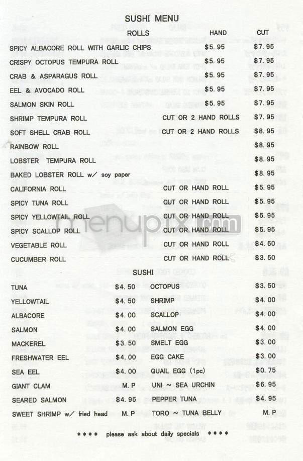 Sushi 101 - Studio City, CA menu_pic
