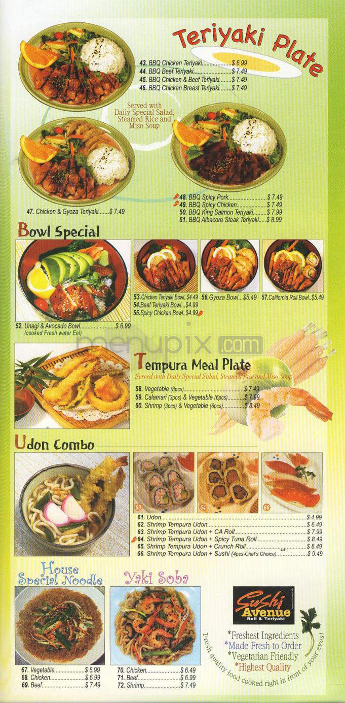 Sushi Avenue - El Segundo, CA menu_pic