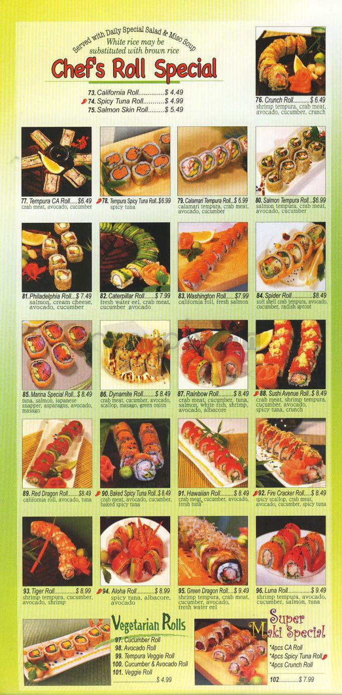 Sushi Avenue - El Segundo, CA menu_pic