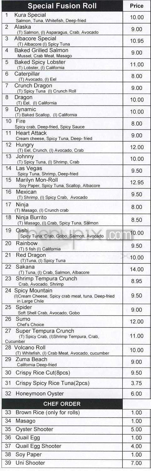 Sushi Kura - Los Angeles, CA menu_pic