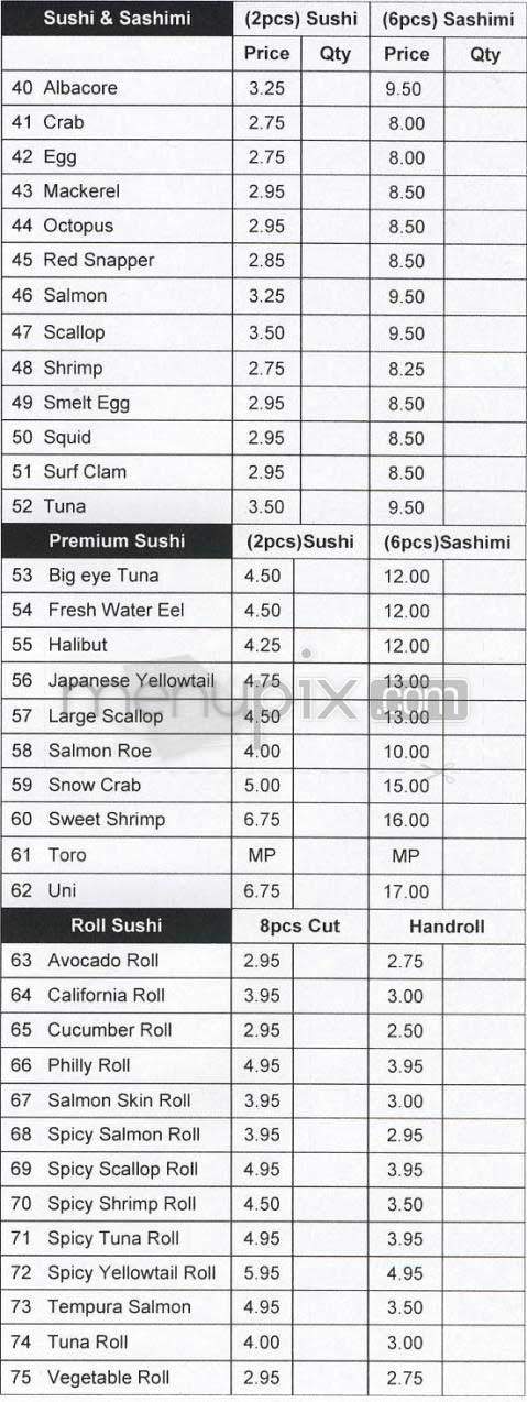 Sushi Kura - Los Angeles, CA menu_pic