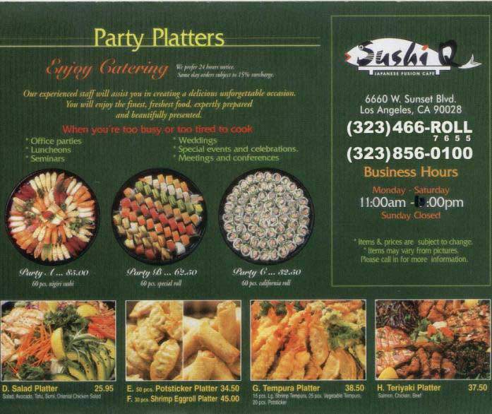 Sushi Q - Los Angeles, CA menu_pic