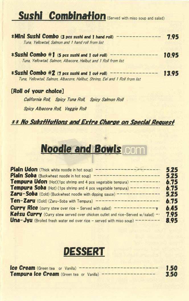Sushi Time - Los Angeles, CA menu_pic