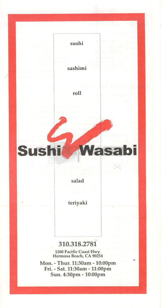 Sushi & Wasabi - Hermosa Beach, CA menu_pic