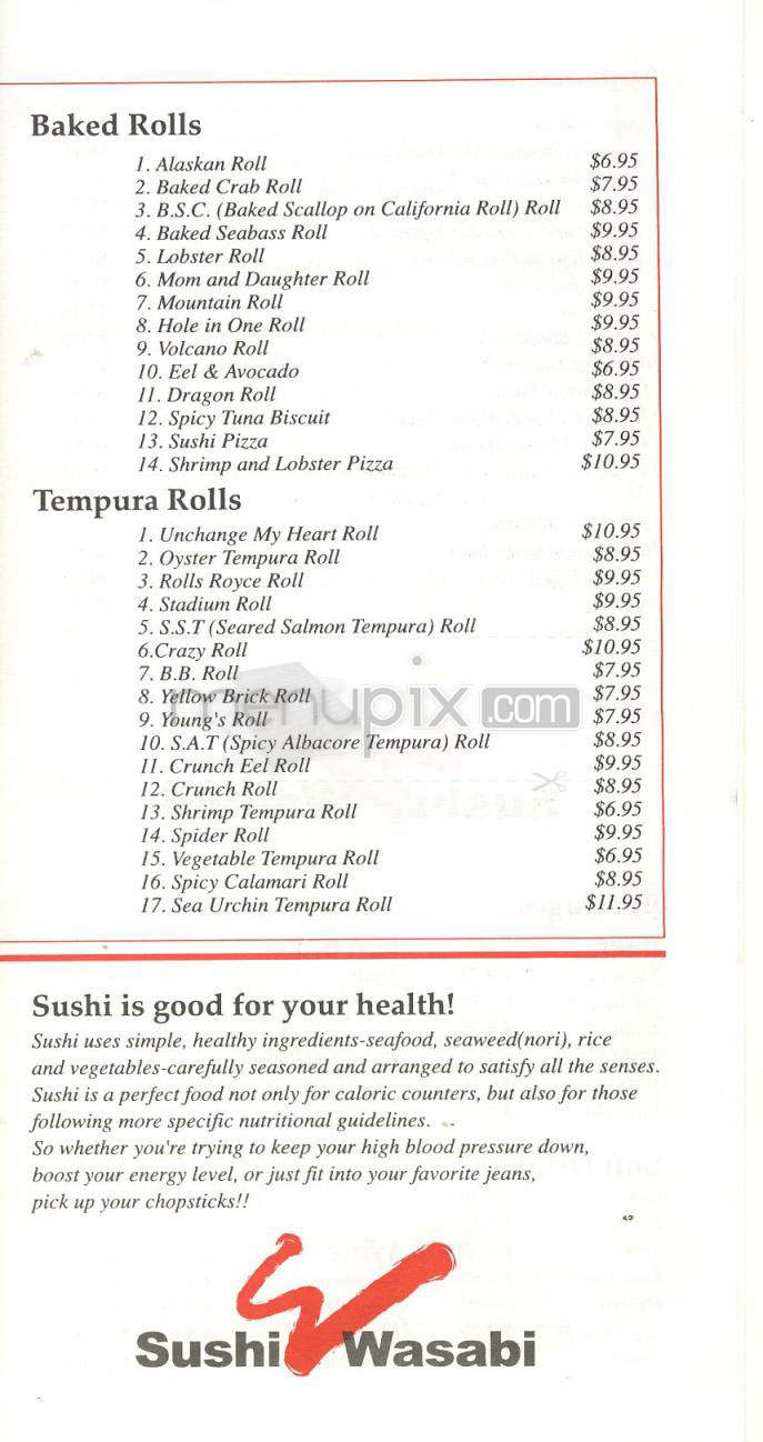 Sushi & Wasabi - Hermosa Beach, CA menu_pic