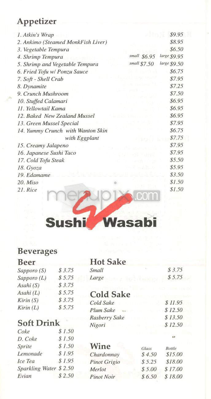Sushi & Wasabi - Hermosa Beach, CA menu_pic
