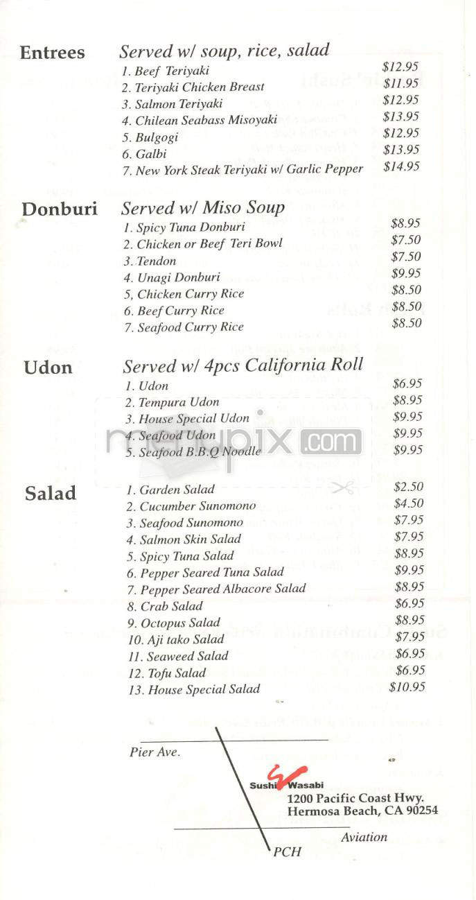 Sushi & Wasabi - Hermosa Beach, CA menu_pic