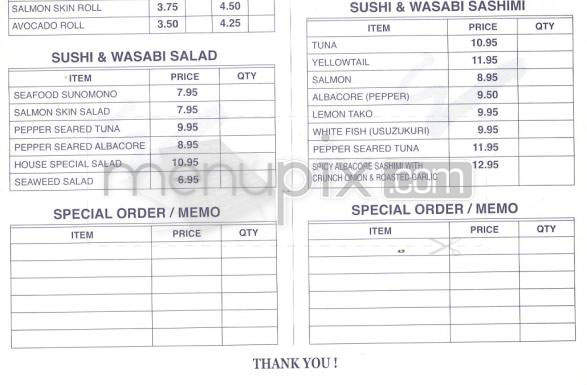 Sushi & Wasabi - Hermosa Beach, CA menu_pic