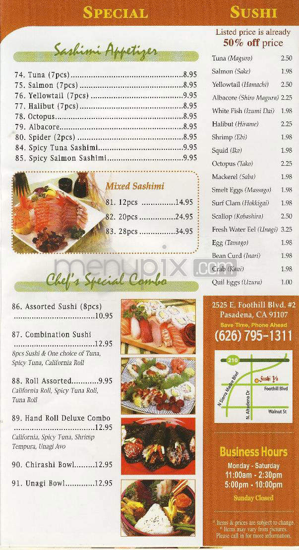 Sushi Ya - Pasadena, CA menu_pic