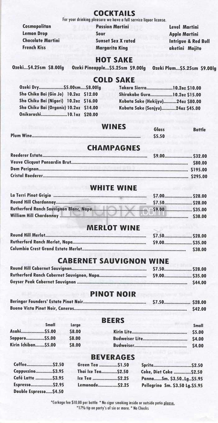 Sushi Ya - West Hollywood, CA menu_pic
