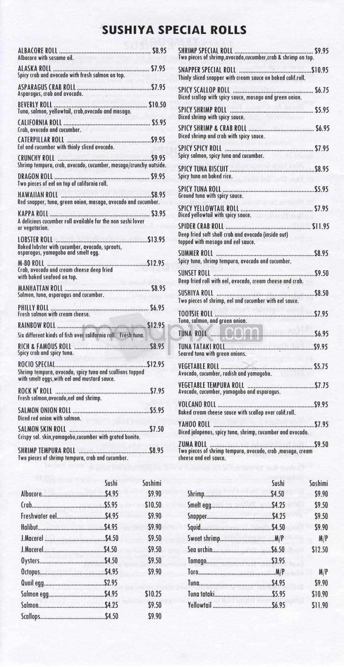 Sushi Ya - West Hollywood, CA menu_pic