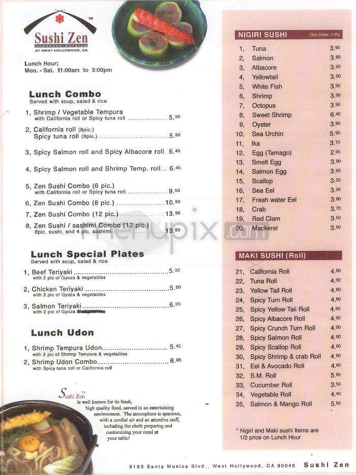 Sushi Zen - Secaucus, NJ menu_pic