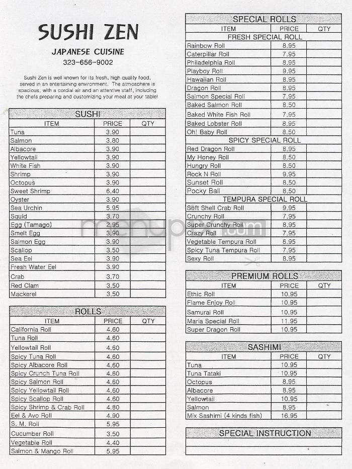 Sushi Zen - Secaucus, NJ menu_pic