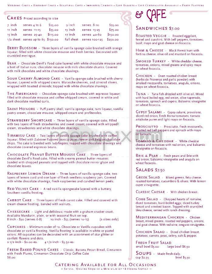 Susina Bakery & Cafe - Los Angeles, CA menu_pic
