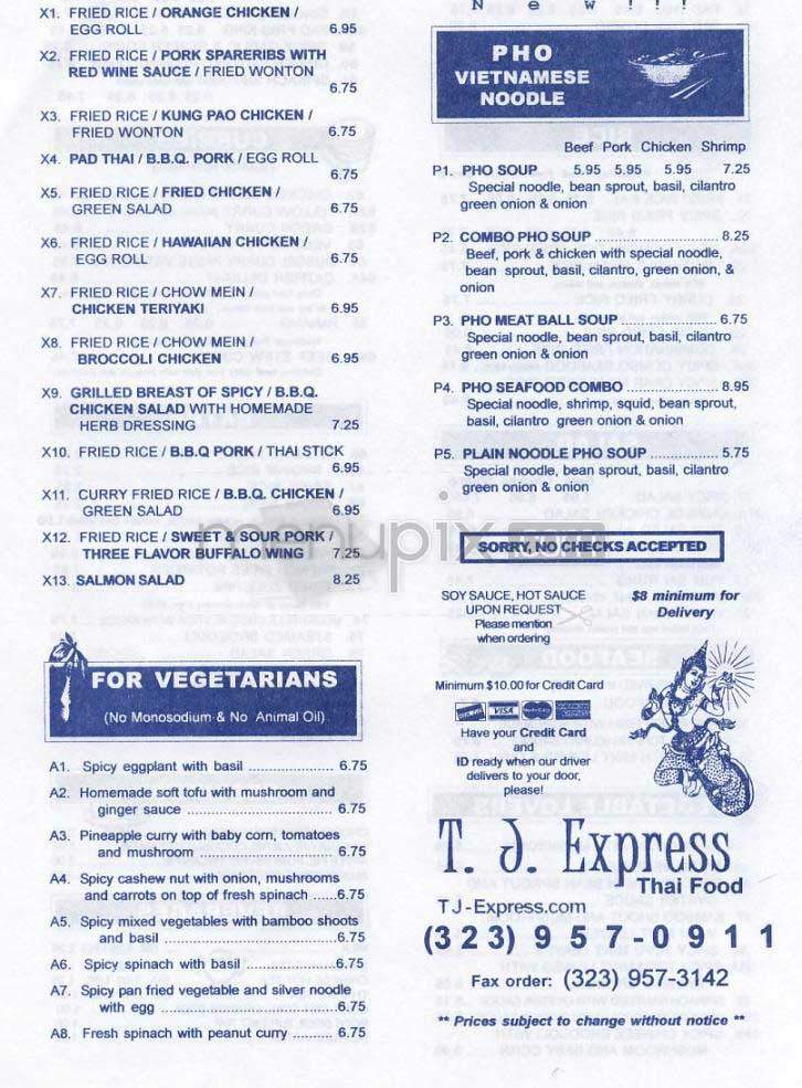 TJ Express - Los Angeles, CA menu_pic