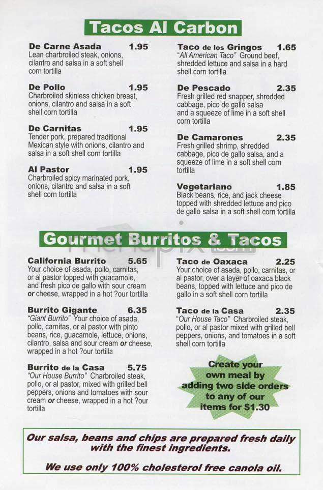 Taco Plus - Los Angeles, CA menu_pic