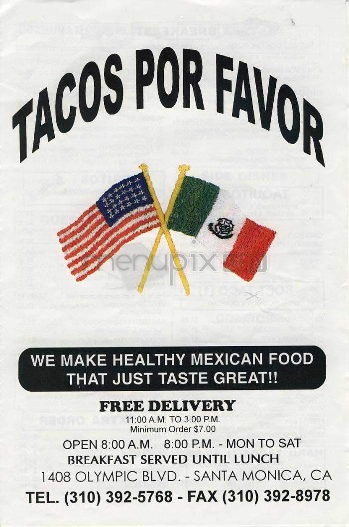 Tacos Por Favor - Santa Monica, CA menu_pic