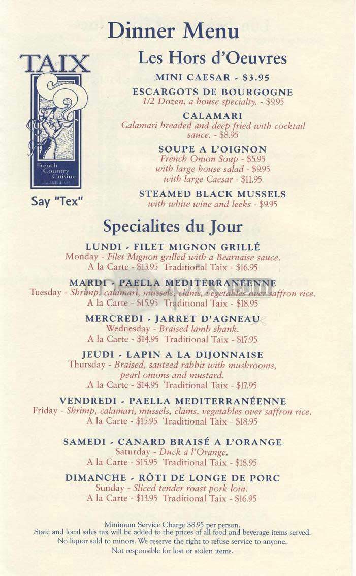 Taix - Los Angeles, CA menu_pic