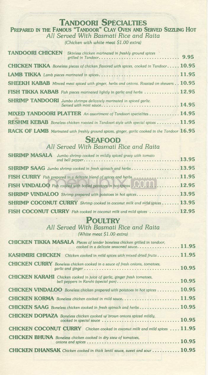 Taj Mahal - Encino, CA menu_pic
