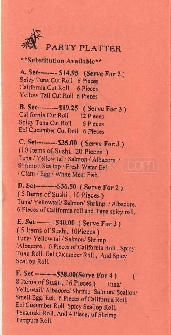Takanawa Sushi - Los Angeles, CA menu_pic