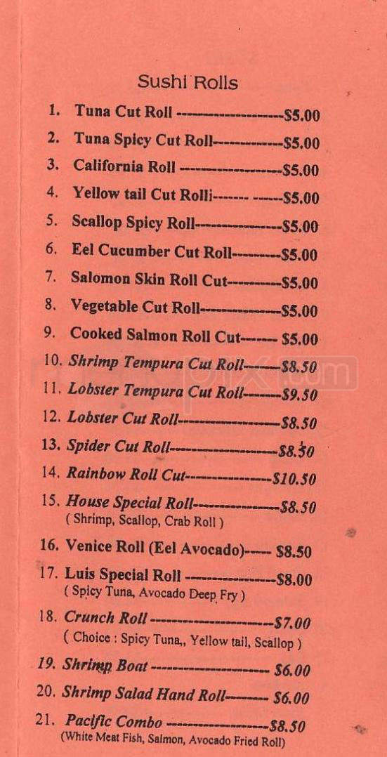Takanawa Sushi - Los Angeles, CA menu_pic