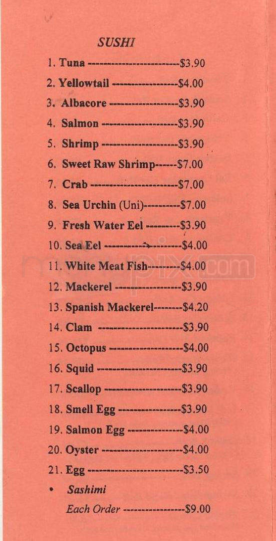 Takanawa Sushi - Los Angeles, CA menu_pic