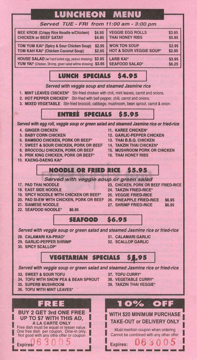 Takzin Thai - Tarzana, CA menu_pic