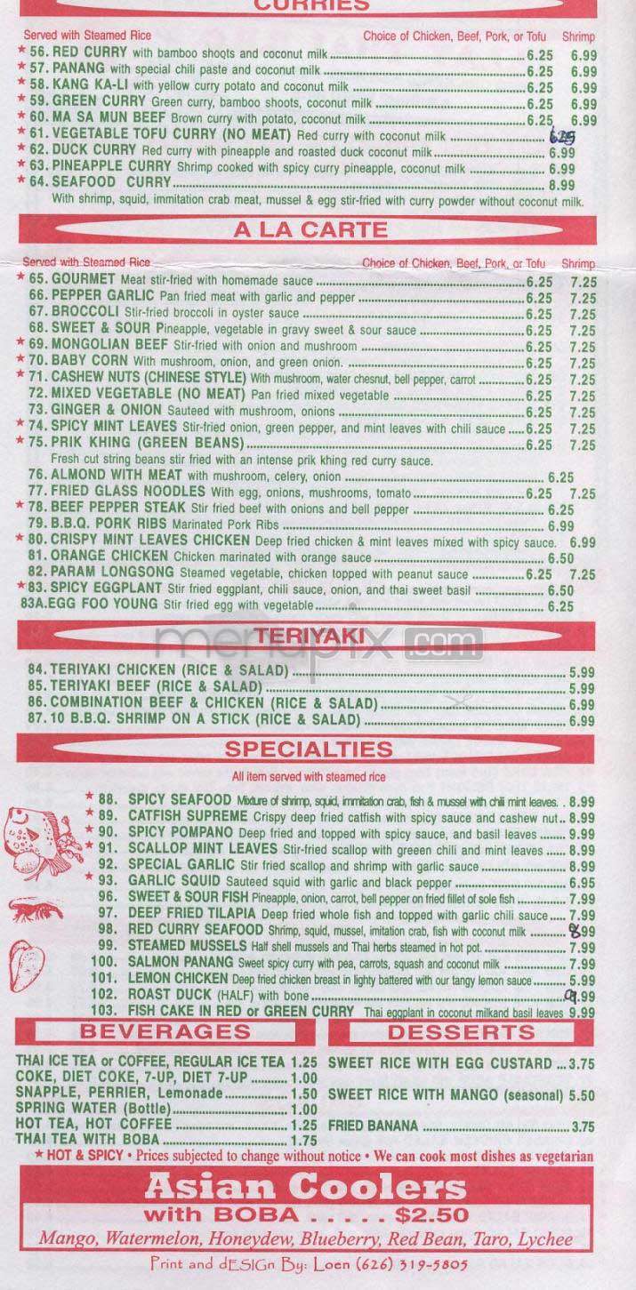 Talay Thai - Los Angeles, CA menu_pic
