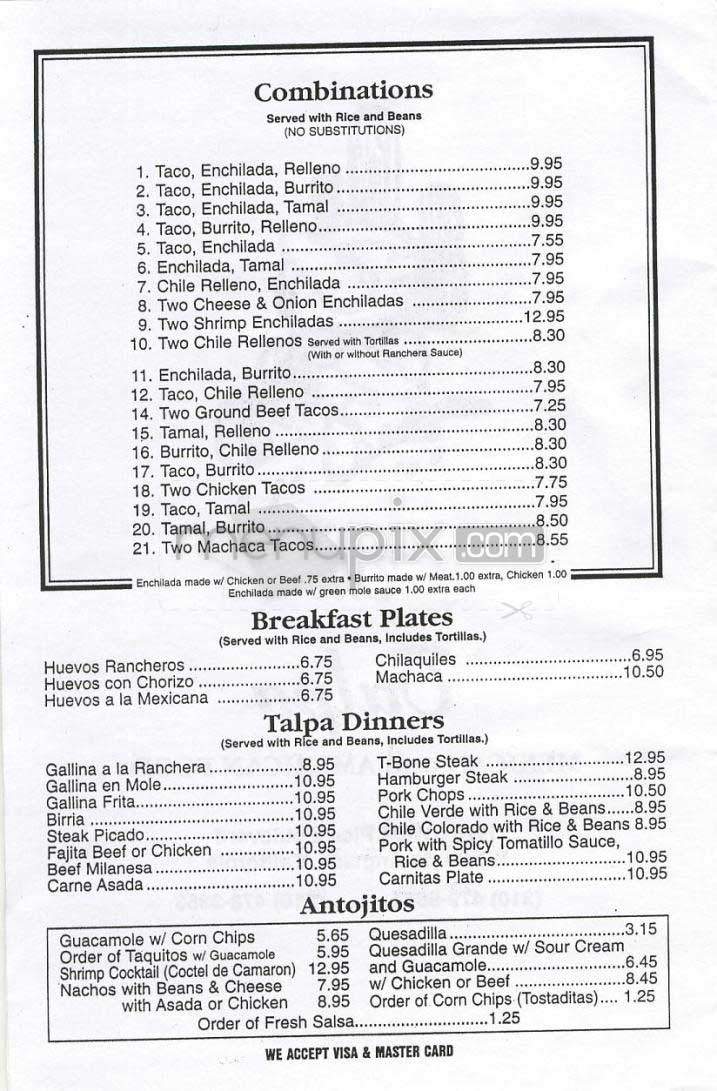 Talpa - Los Angeles, CA menu_pic
