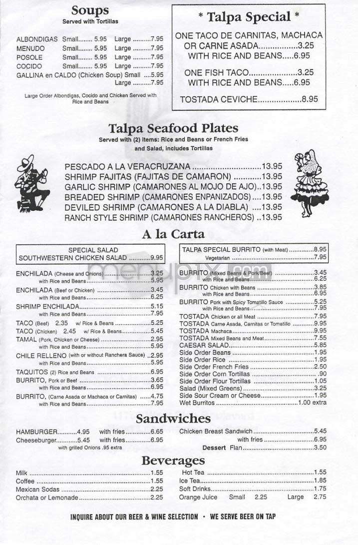 Talpa - Los Angeles, CA menu_pic