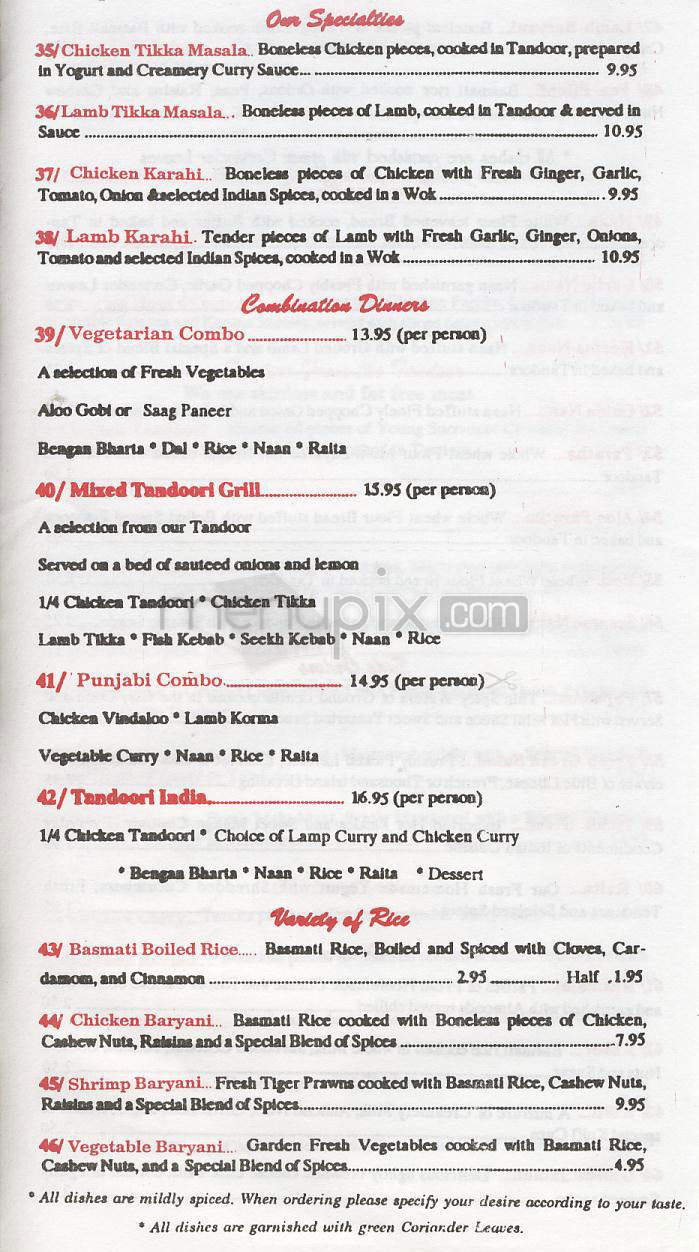 Tandoor-A-India - Playa Del Rey, CA menu_pic