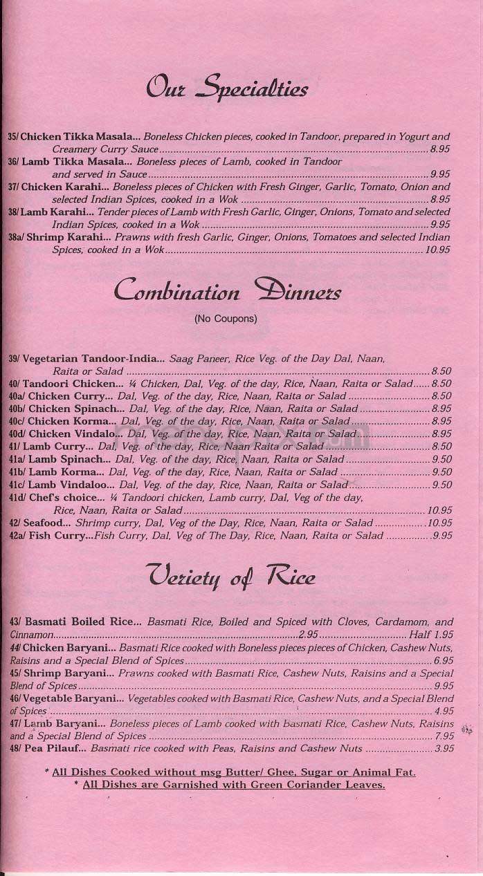 Tandoor-India - Santa Monica, CA menu_pic