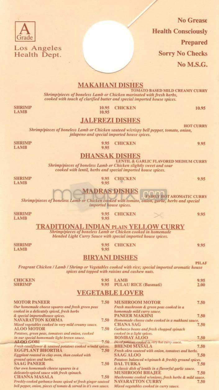 Tandoori Nights - West Hollywood, CA menu_pic