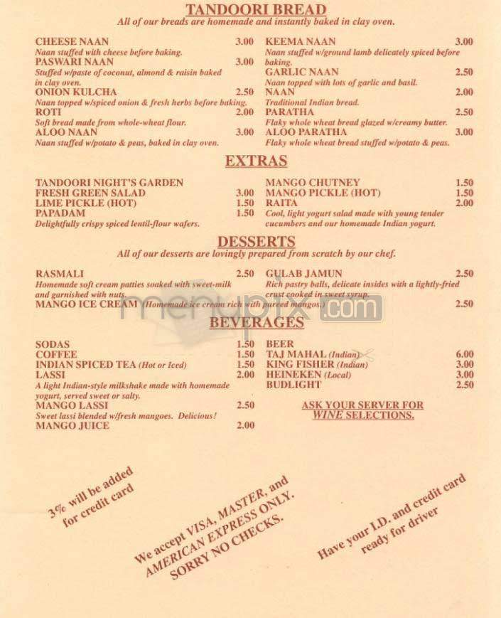 Tandoori Nights - West Hollywood, CA menu_pic