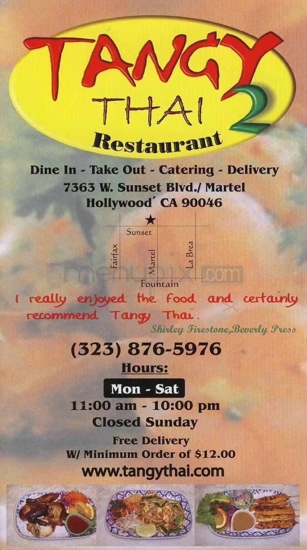 Tangy Thai - West Hollywood, CA menu_pic