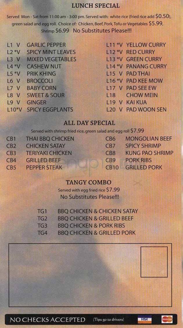 Tangy Thai - West Hollywood, CA menu_pic