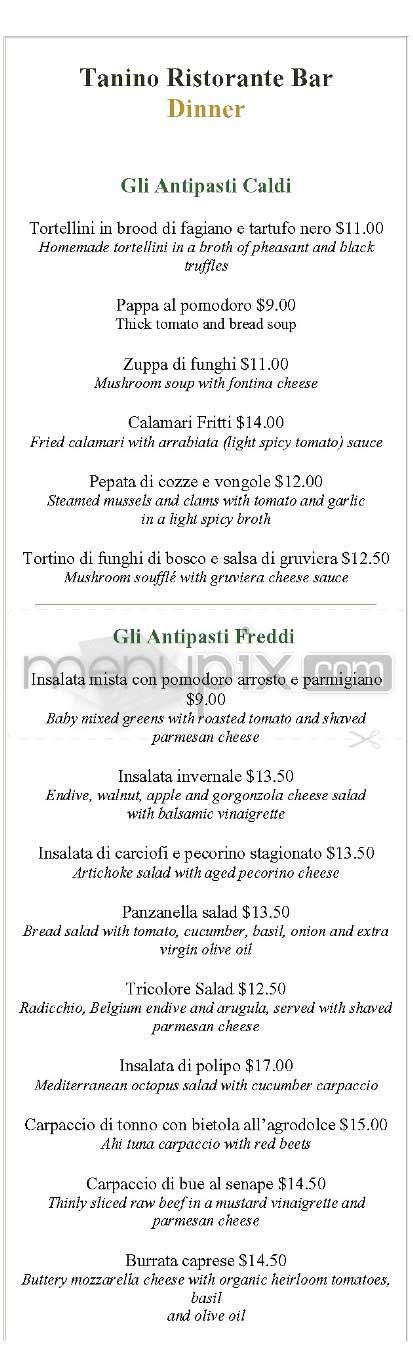 Tanino - Los Angeles, CA menu_pic
