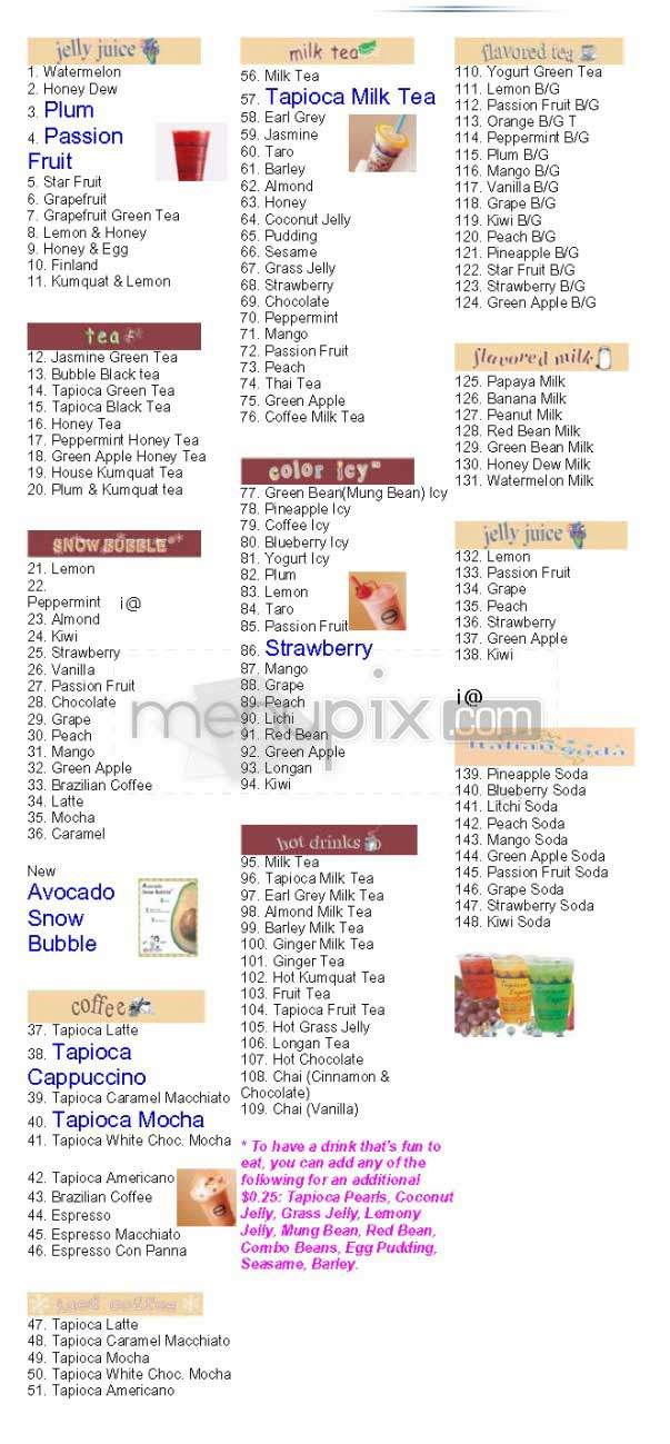Tapioca Express Korea Town Plz - Los Angeles, CA menu_pic