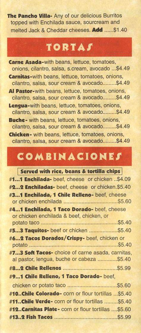 Taqueria Chihuahua - Santa Monica, CA menu_pic