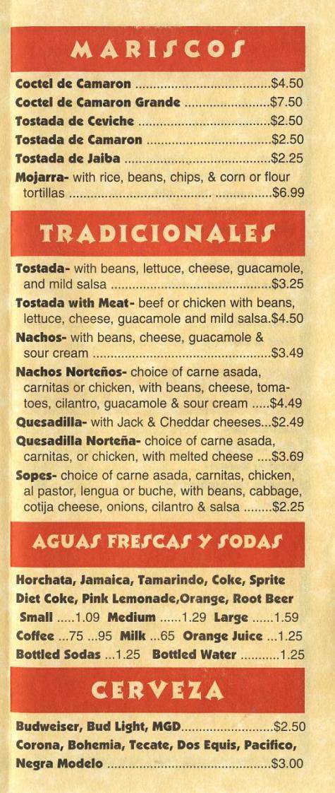 Taqueria Chihuahua - Santa Monica, CA menu_pic