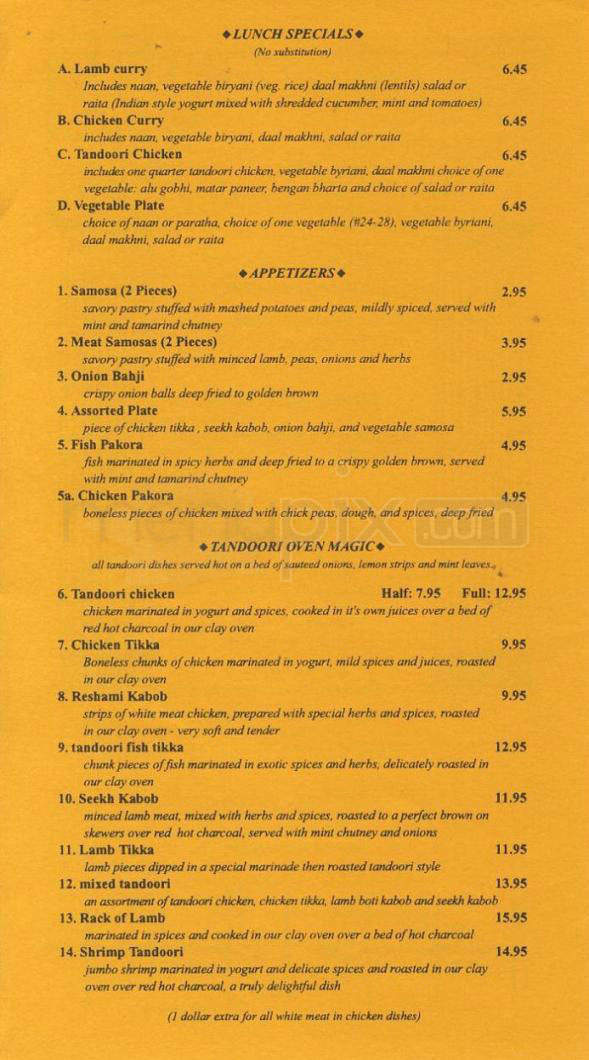 Taste Of India - Woodland Hills, CA menu_pic