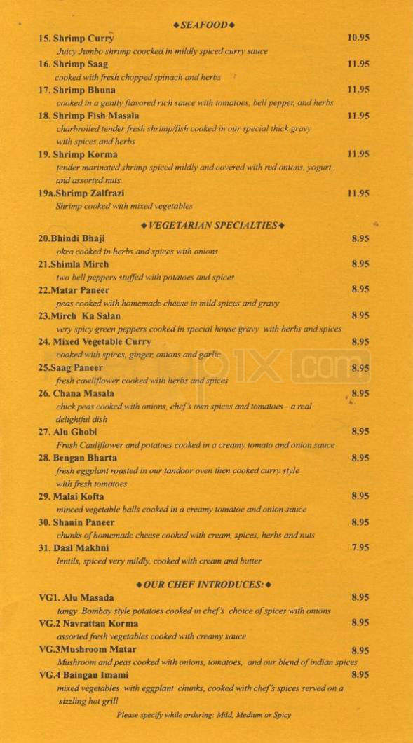 Taste Of India - Woodland Hills, CA menu_pic