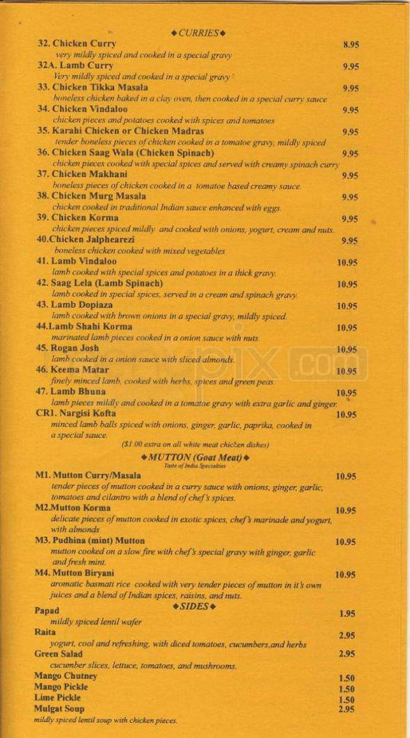 Taste Of India - Woodland Hills, CA menu_pic