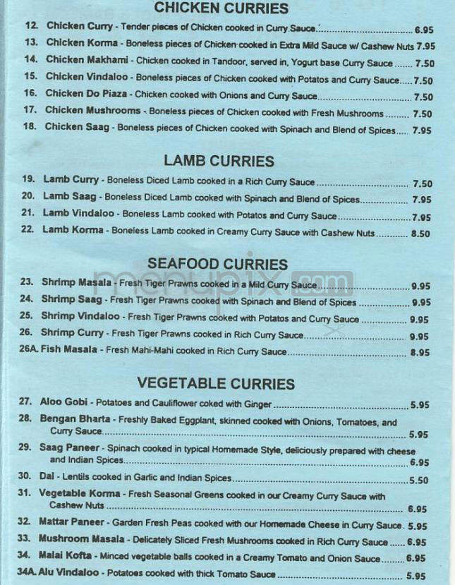 Taste Of India - Marina Del Rey, CA menu_pic