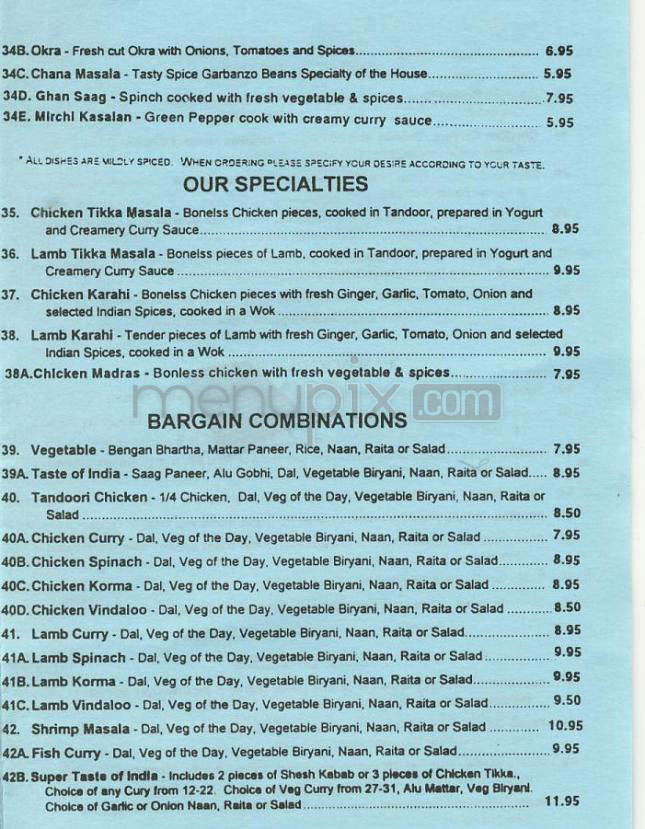 Taste Of India - Marina Del Rey, CA menu_pic
